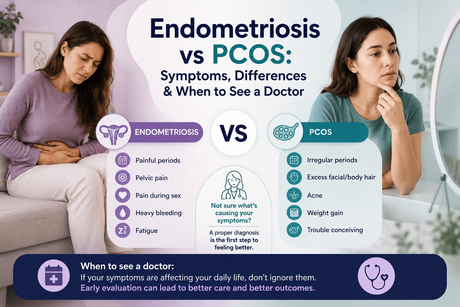 Endometriosis vs PCOS: Symptoms, Differences & When to See a Doctor