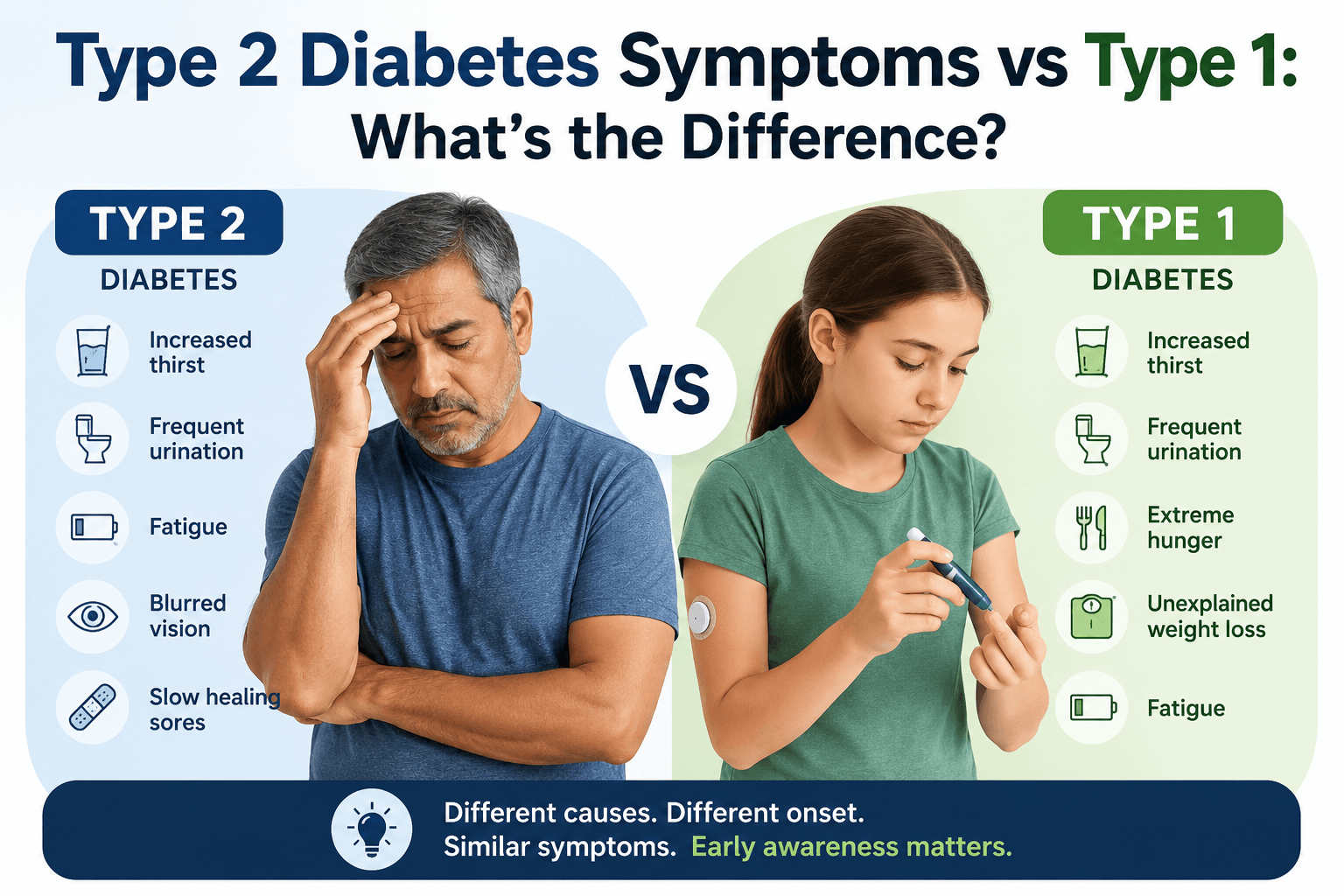 Type 2 Diabetes Symptoms vs Type 1
